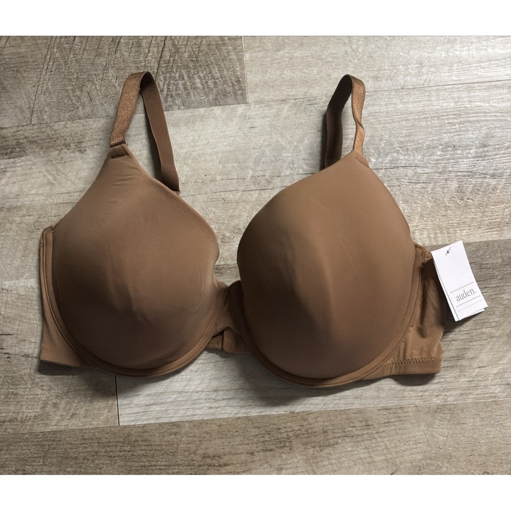 NWT Auden Smooth Lightly Lined Full Coverage T-Shirt Bra Brown Underwire 38DDD